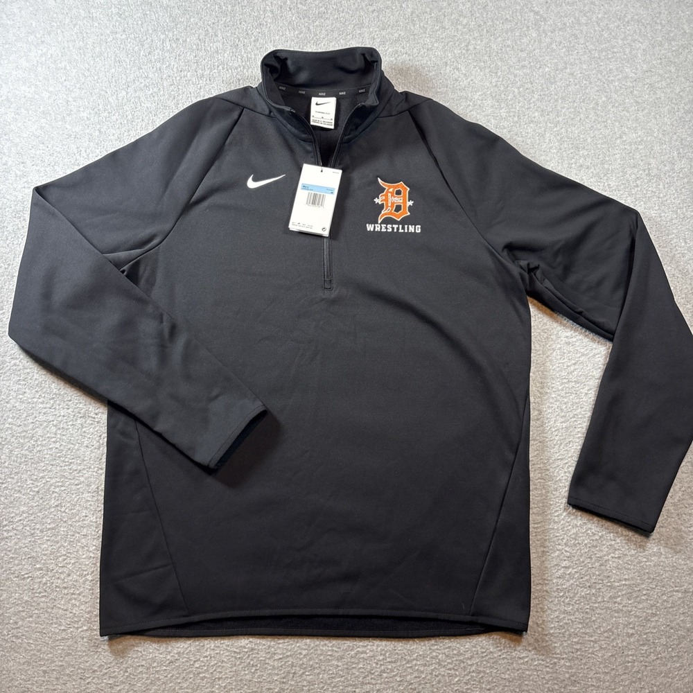 Nike Therma Fit Wrestling Black Quarter Zip Pullover Sz M Brand New Preppy Sport